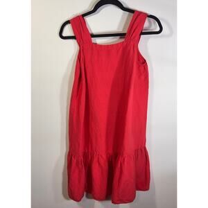 LOFT Red Linen Blend Sleeveless Mini Dress Ruffle Hem Women’s Small